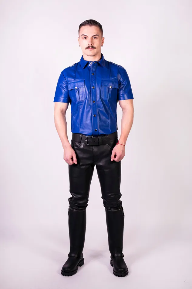 Prowler RED Leather Slim Fit Police Shirt Blue Prowler RED Anal
