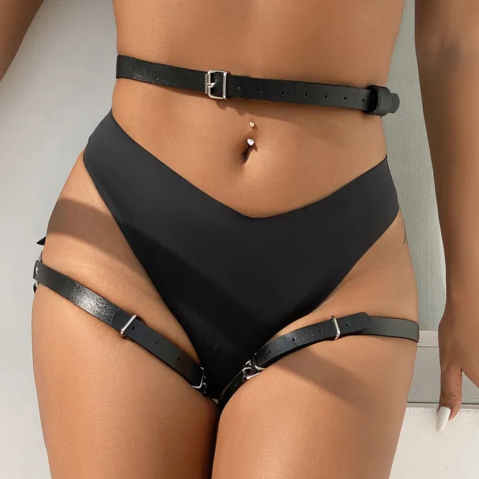 Restraints BDSM 1 Pc Black Leather Bondage Harness FRISKY BUSINESS SG