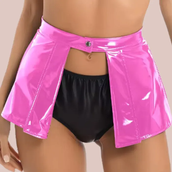 Restraints House of Chastity Open Front Patent Leather Mini Skirt