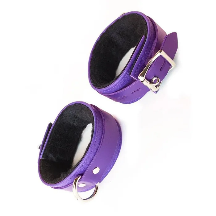 Restraints Purple Fleece Lined Garment Leather Ankle Cuffs The Stockroom