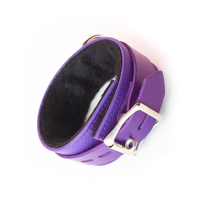 Restraints Purple Fleece Lined Garment Leather Ankle Cuffs The Stockroom