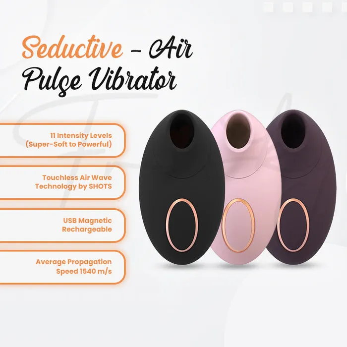 SHOTS Seductive Air Pulse Vibrator Black SHOTS Vibrators