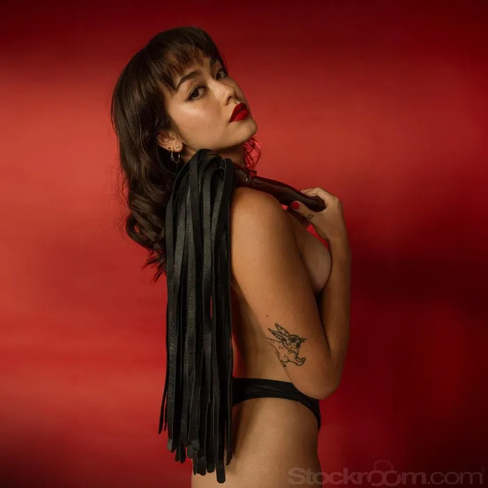 The Stockroom Restraints Sissoo Rosewood Long Handle Leather Flogger