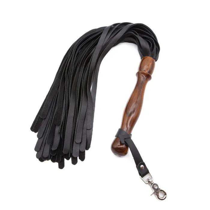 The Stockroom Restraints Sissoo Rosewood Long Handle Leather Flogger
