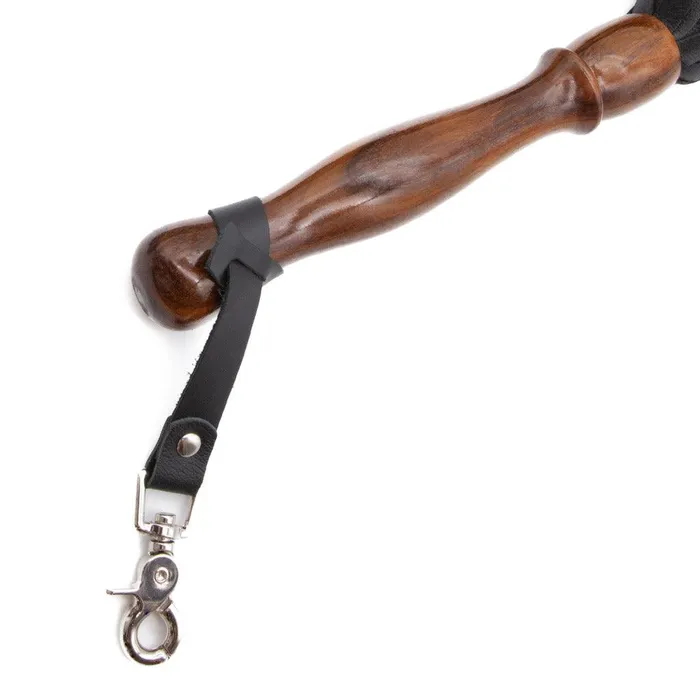 The Stockroom Restraints Sissoo Rosewood Long Handle Leather Flogger
