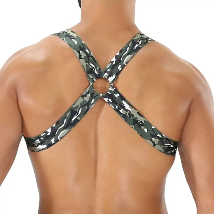 TOF Paris Elastic Chest Harness Khaki Camo TOF Paris Female Sex Toys