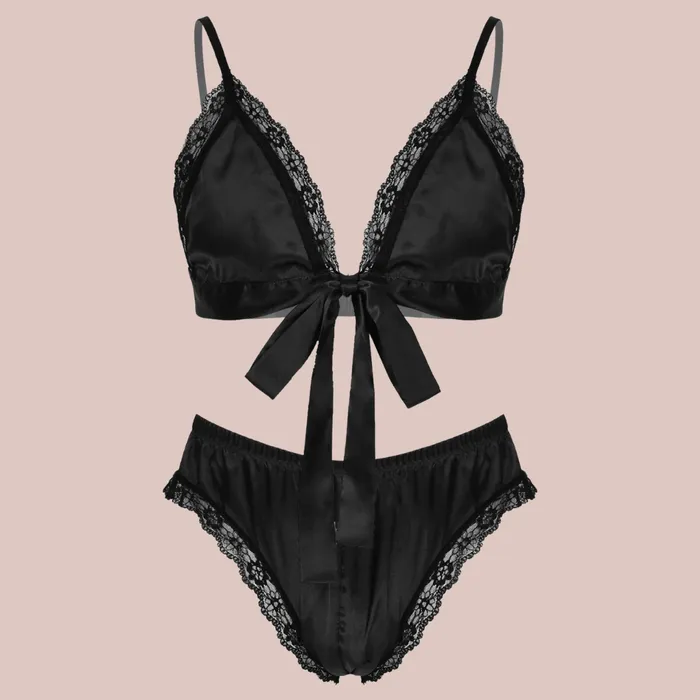 TwoPiece Satin Bra Panties Pyjamas House of Chastity Couples