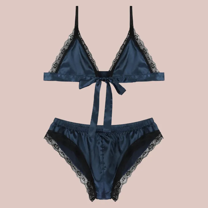 TwoPiece Satin Bra Panties Pyjamas House of Chastity Couples