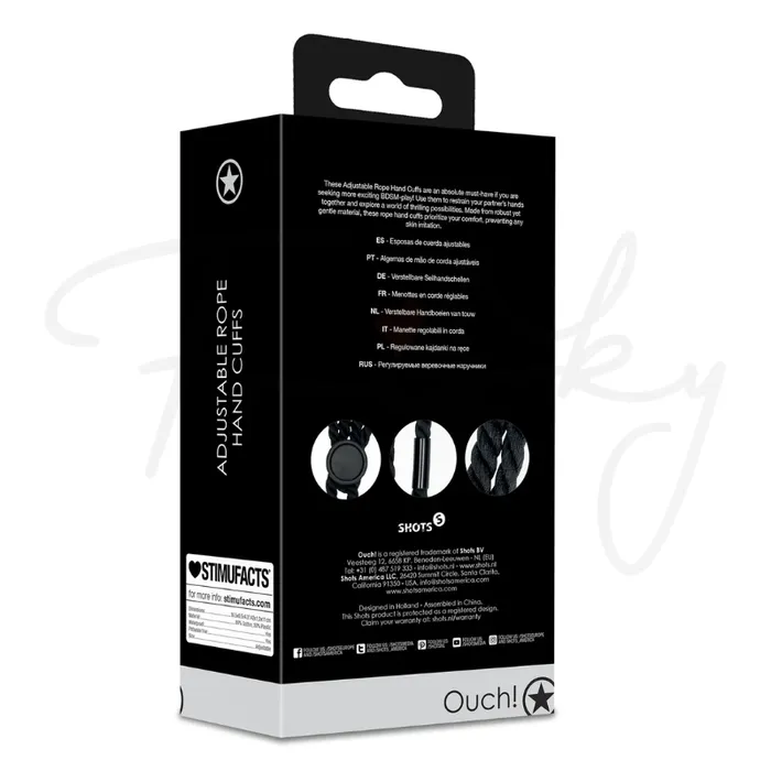 Vibrators SHOTS SHOTS Adjustable Rope Hand Cuffs